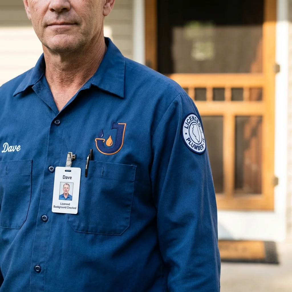Licensed plumber showing ID badge in Berry Creek, CA