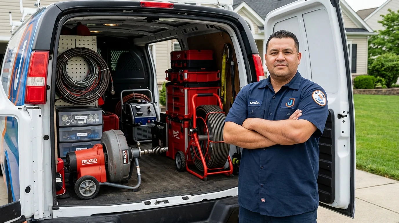 Professional drain cleaning equipment and Johns Plumbing LLC plumber in Berry Creek