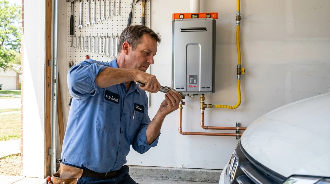 Tankless water heater installation by a Johns Plumbing LLC plumber in Berry Creek